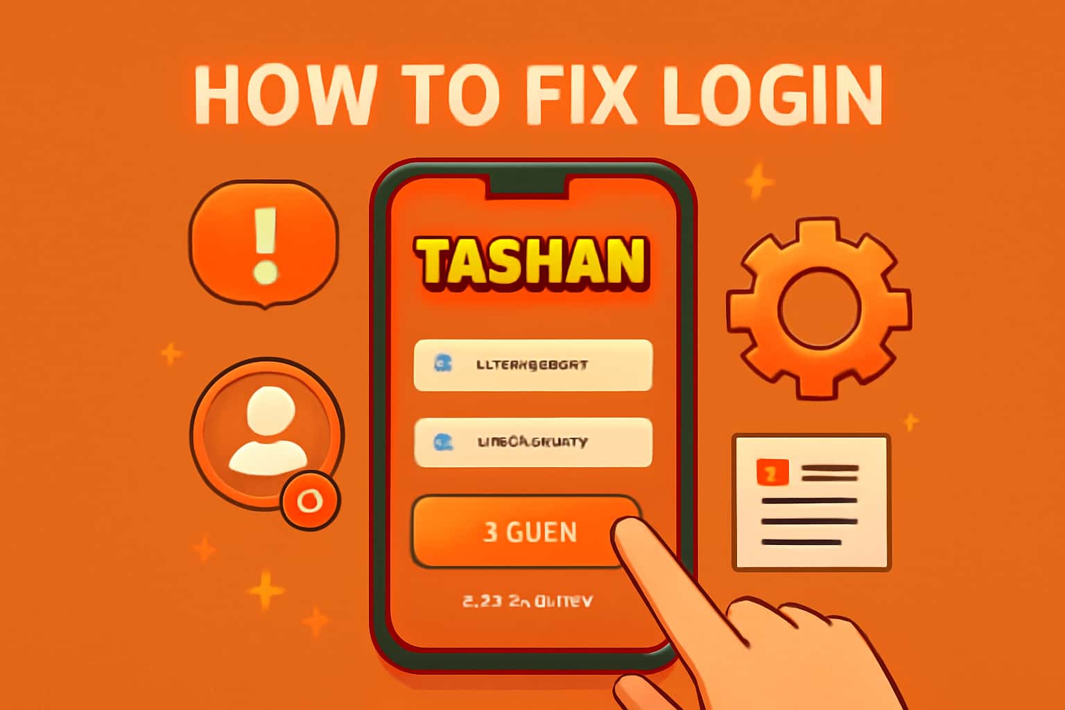 An informational banner illustrating login troubleshooting for Tashan Game.