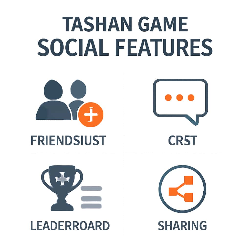 An informative diagram highlighting key components of Tashan Game Social Features.